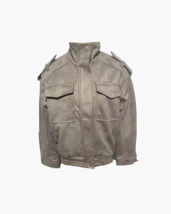 Charice High-Neck Suede Jacket