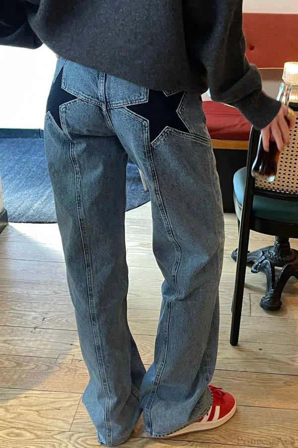 Charlize Star Patchwork Color-Block Jeans