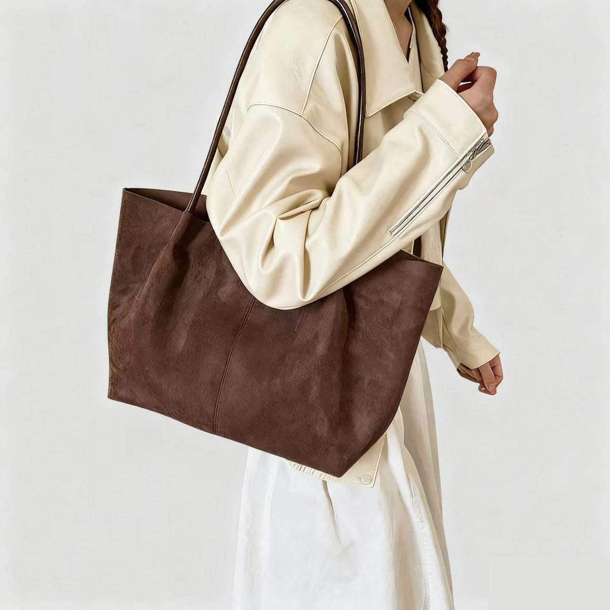 Cheska shopper i ruskind med pung