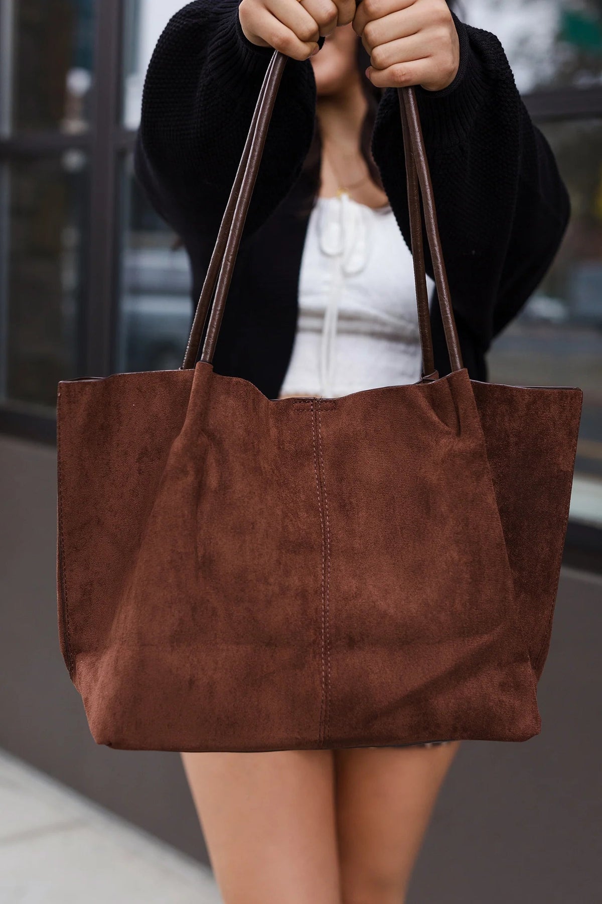 Cheska shopper i ruskind med pung