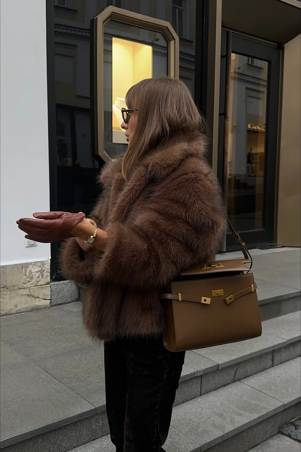 Colette kort frakke i imiteret pels