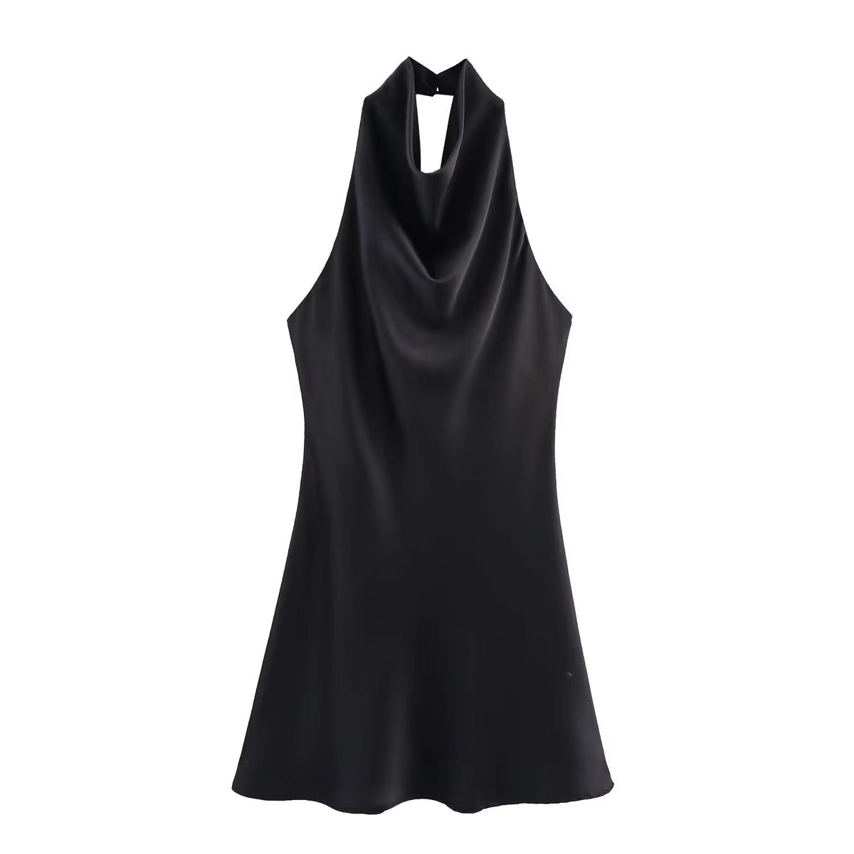 Colleen draperet satinkjole med halterneck