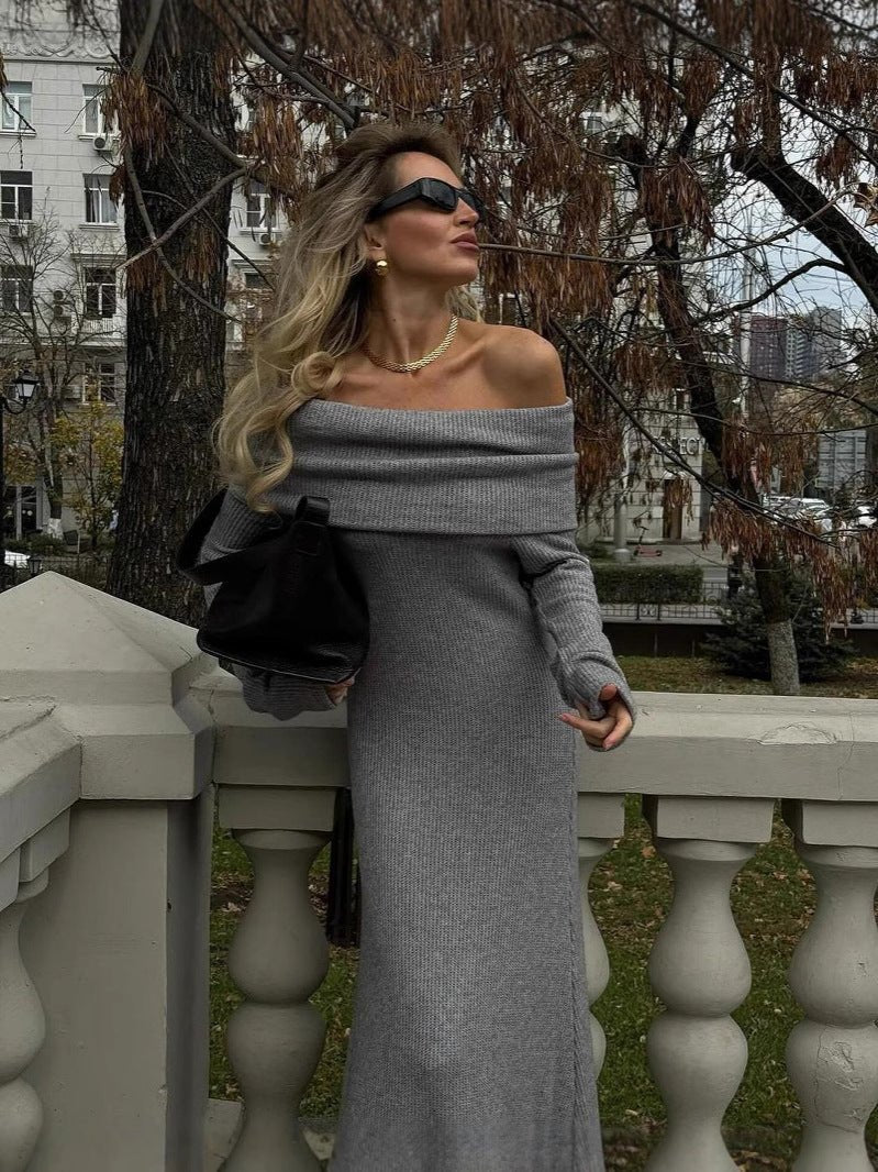 Danika maxi-strikkjole med pullover-design