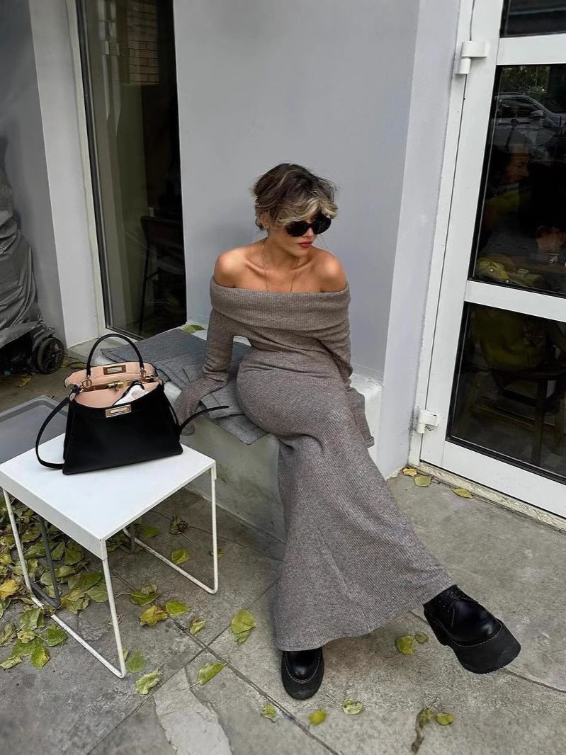 Danika maxi-strikkjole med pullover-design