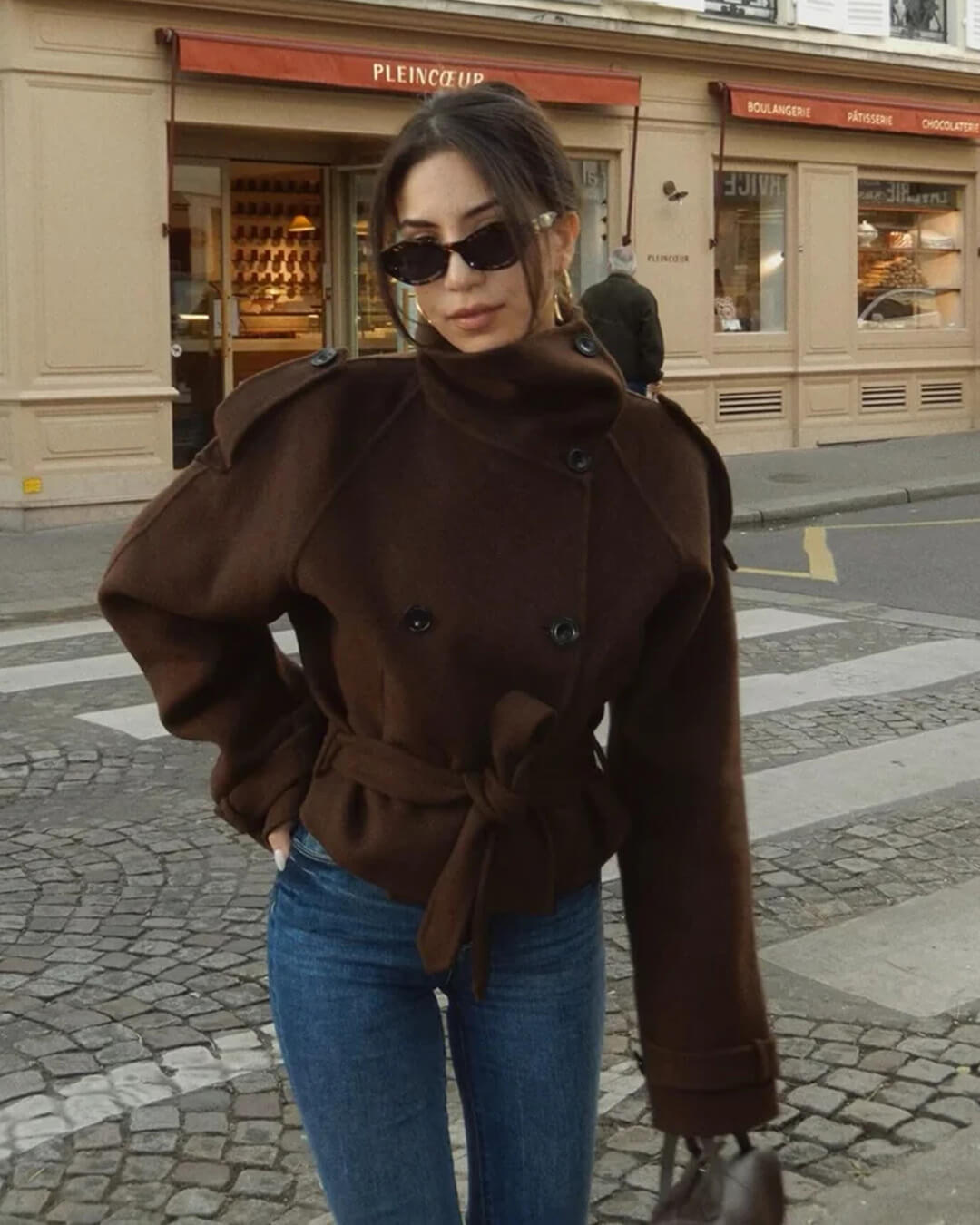 Debbie kort trenchcoat med ståkrave