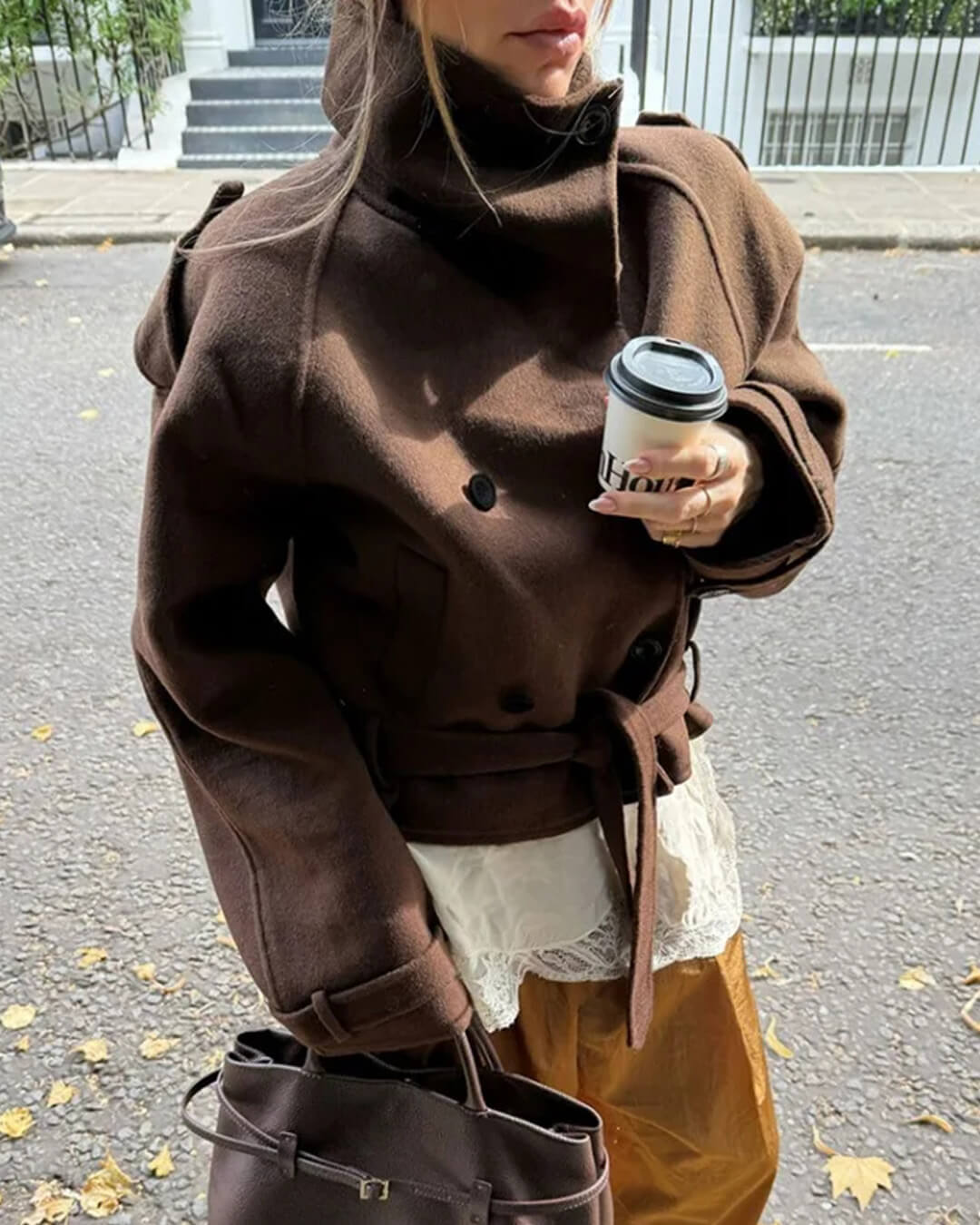 Debbie kort trenchcoat med ståkrave