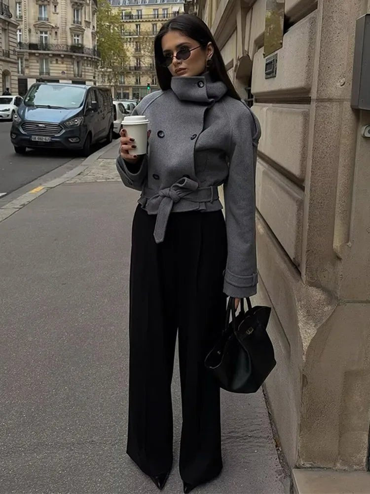 Debbie kort trenchcoat med ståkrave