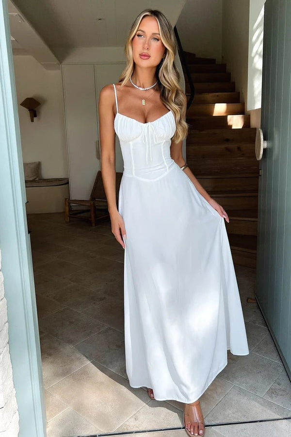 Debra Ruffle Hem Lace Trim Midi Dress