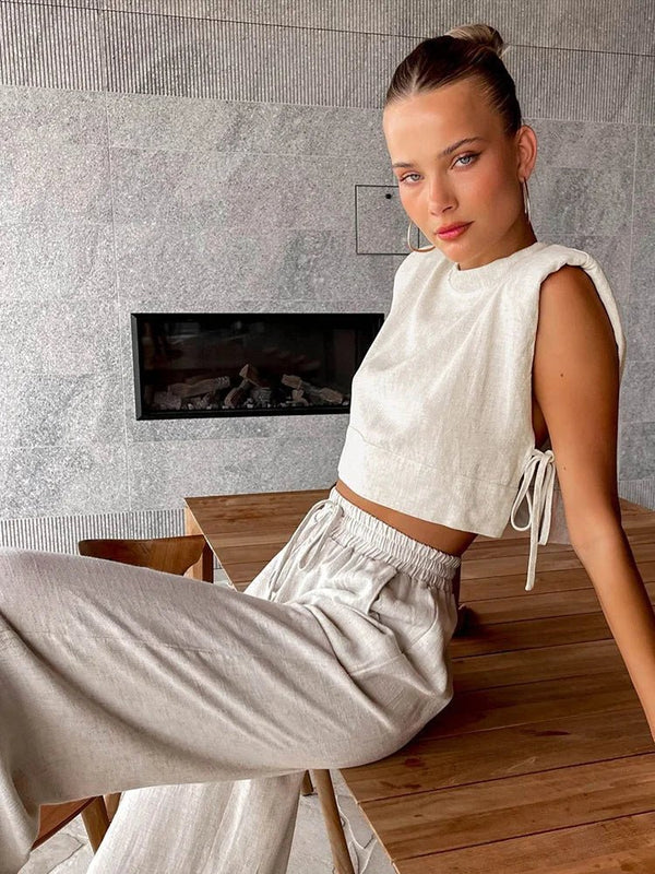 Delfina todelt linsæt med crop top