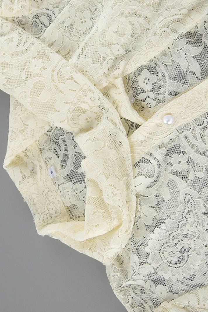 Dunja transparent blondebluse med bindebånd