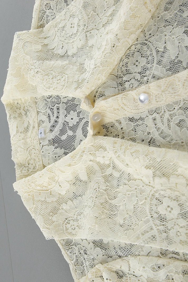 Dunja transparent blondebluse med bindebånd