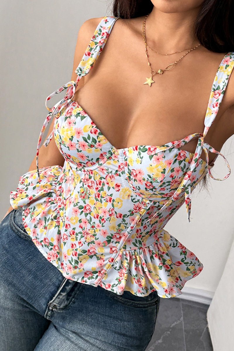 Elara blomstret tanktop med peplum