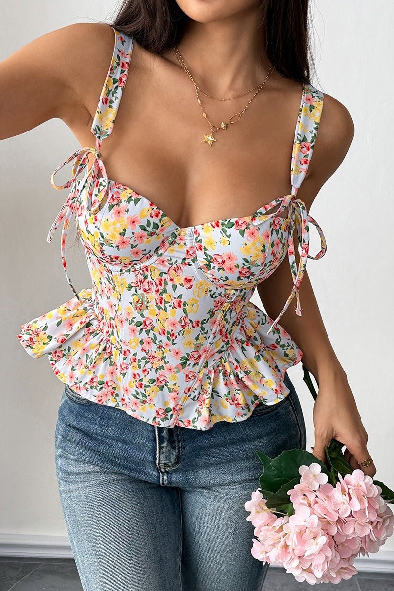 Elara blomstret tanktop med peplum