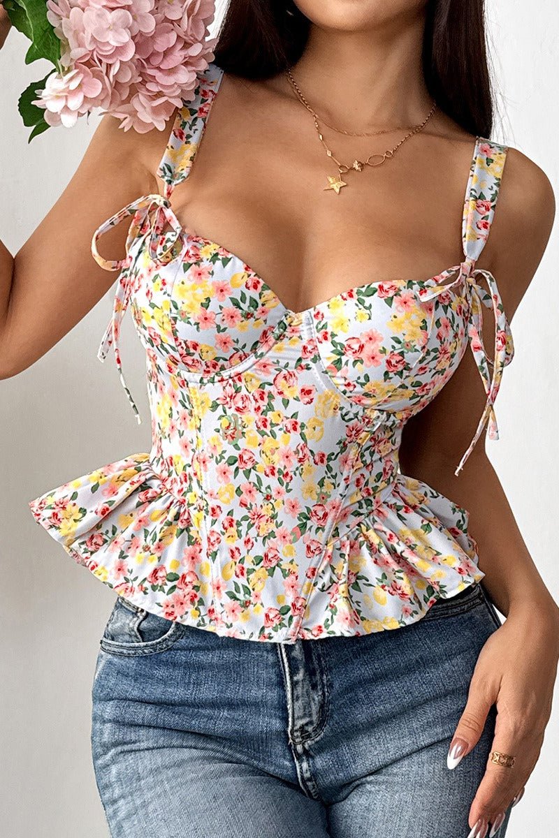 Elara blomstret tanktop med peplum