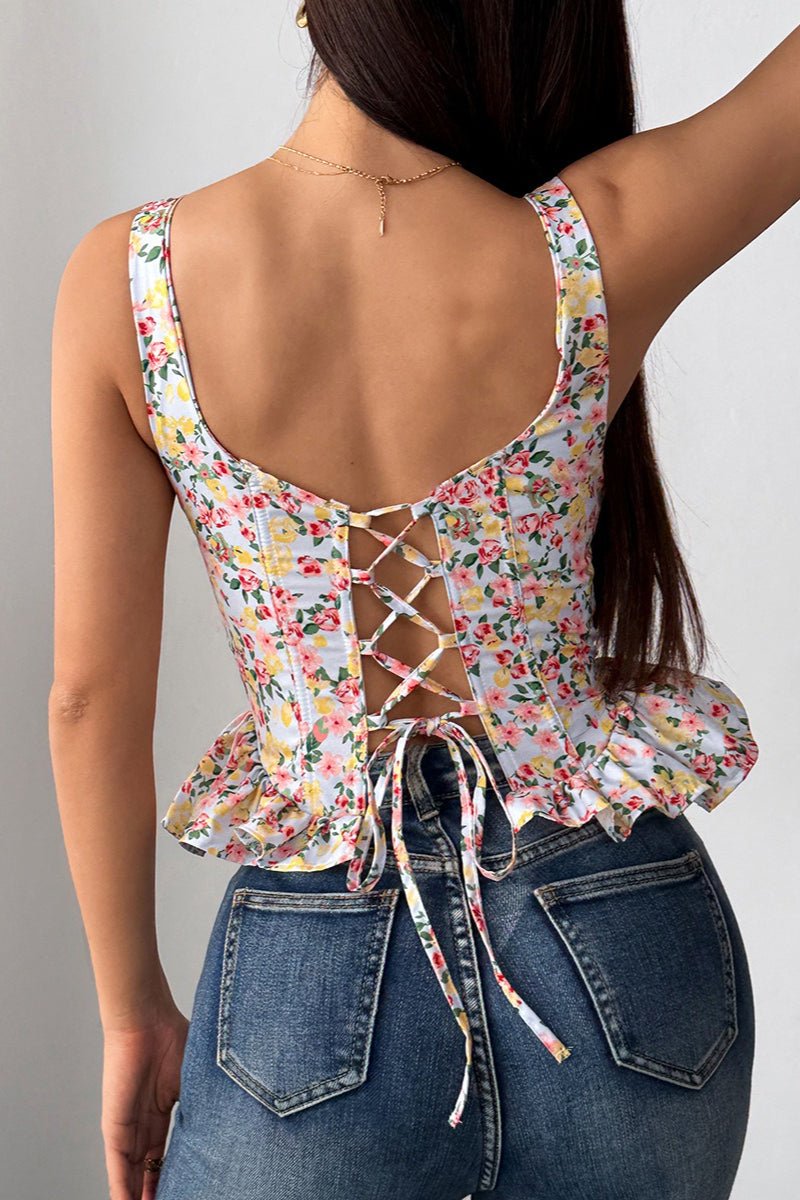 Elara blomstret tanktop med peplum