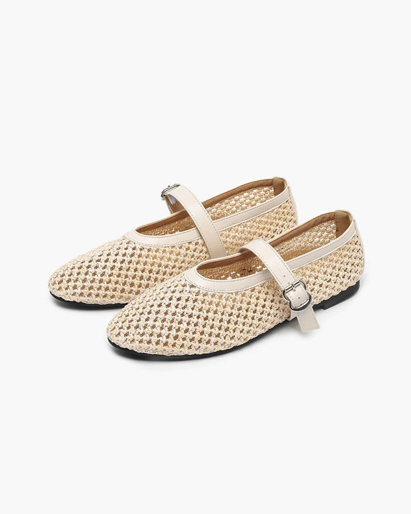 Beatrice Hollow Weave Mary Jane Flats