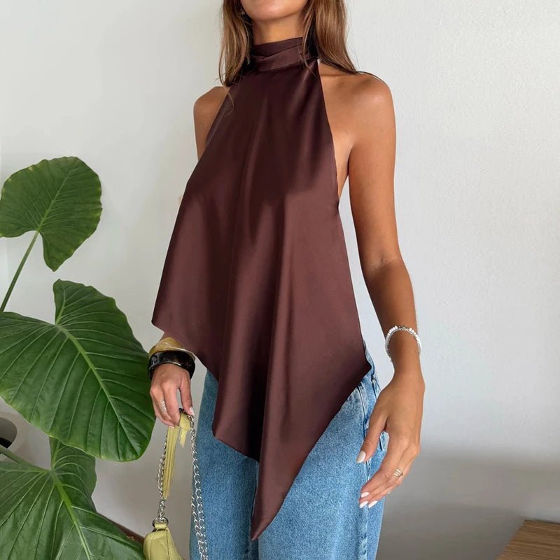 Elina halterneck-top med bar ryg
