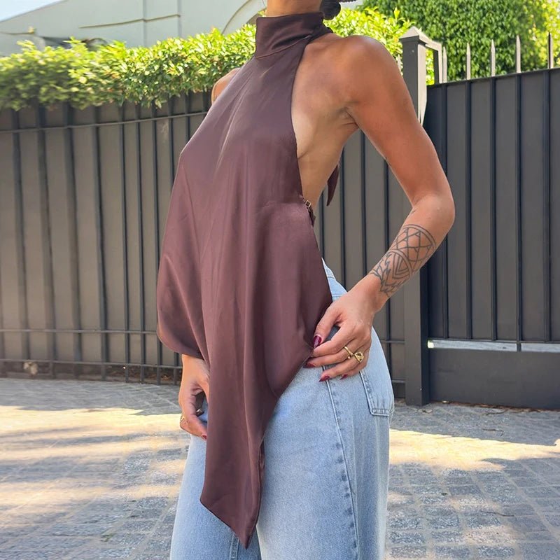 Elina halterneck-top med bar ryg