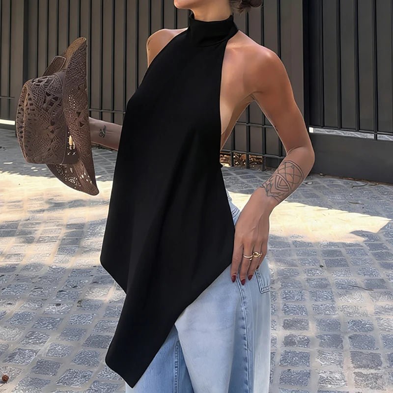 Elina halterneck-top med bar ryg