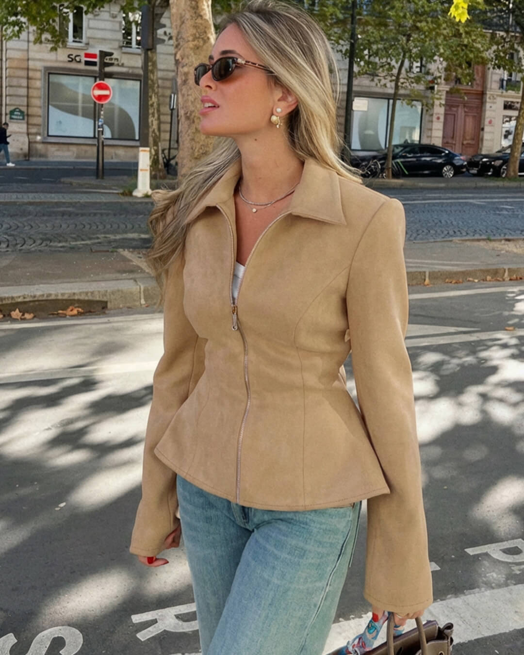 Ella jakke i imiteret ruskind