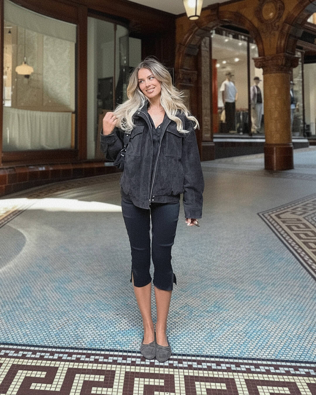 Elyssa Suede Bomber Jacket