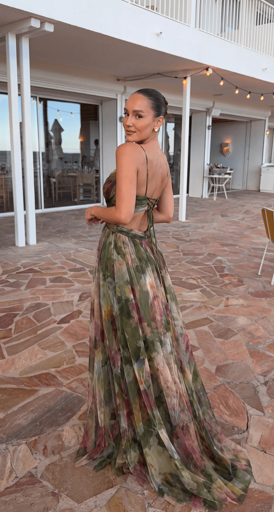 Emma blomstrede maxi-kjole i mesh