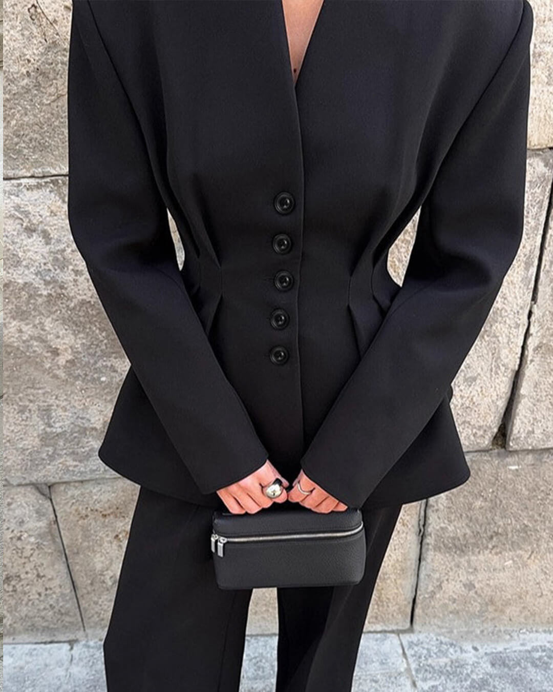 Empress blazer med rynket talje og V-hals