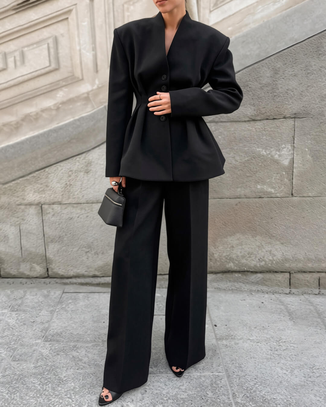 Empress blazer med rynket talje og V-hals