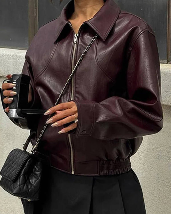 Erika Zip Up Leather Jacket