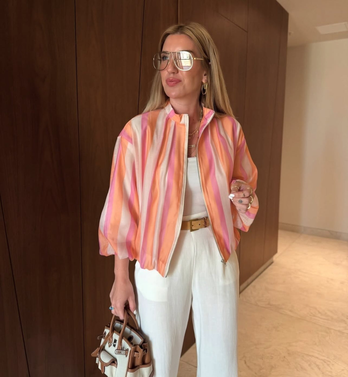 Eva Striped Bomber Jacket