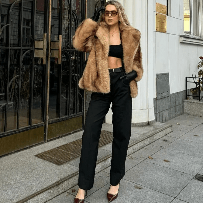Fiona-frakke i imiteret pels