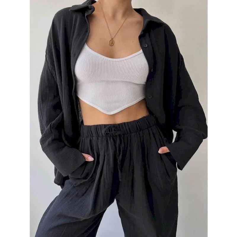 Frances Lapel Long Sleeve & Pants Set