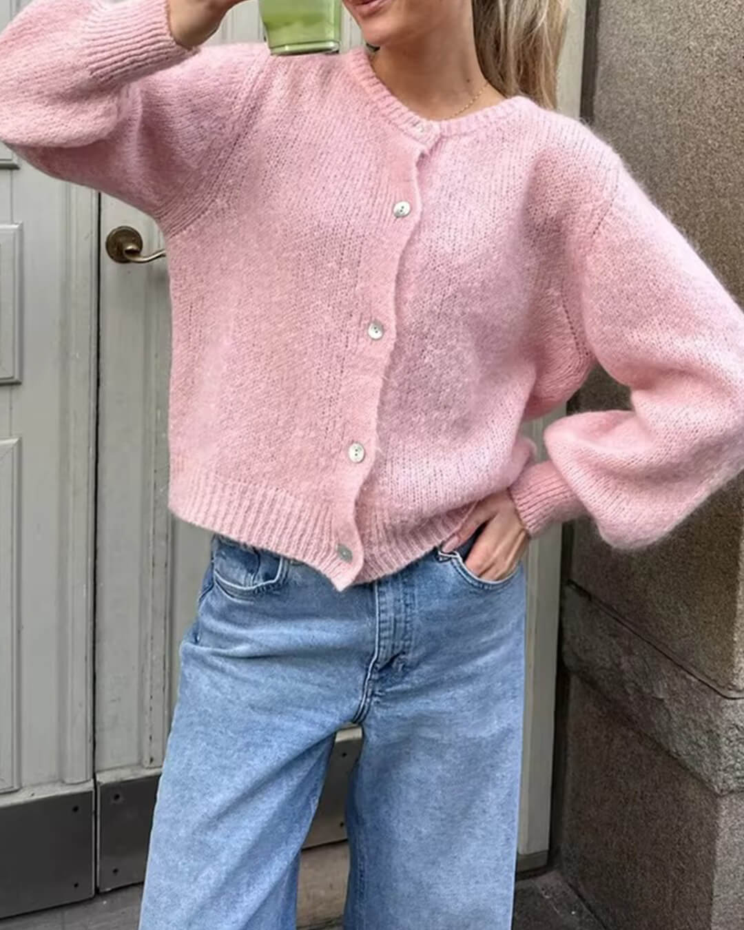Freya fluffy strikcardigan