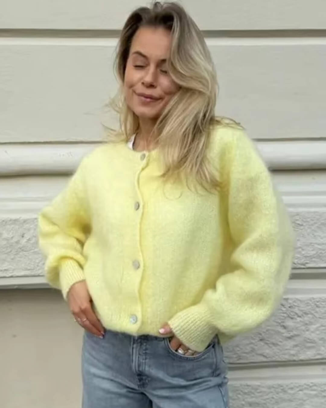 Freya fluffy strikcardigan