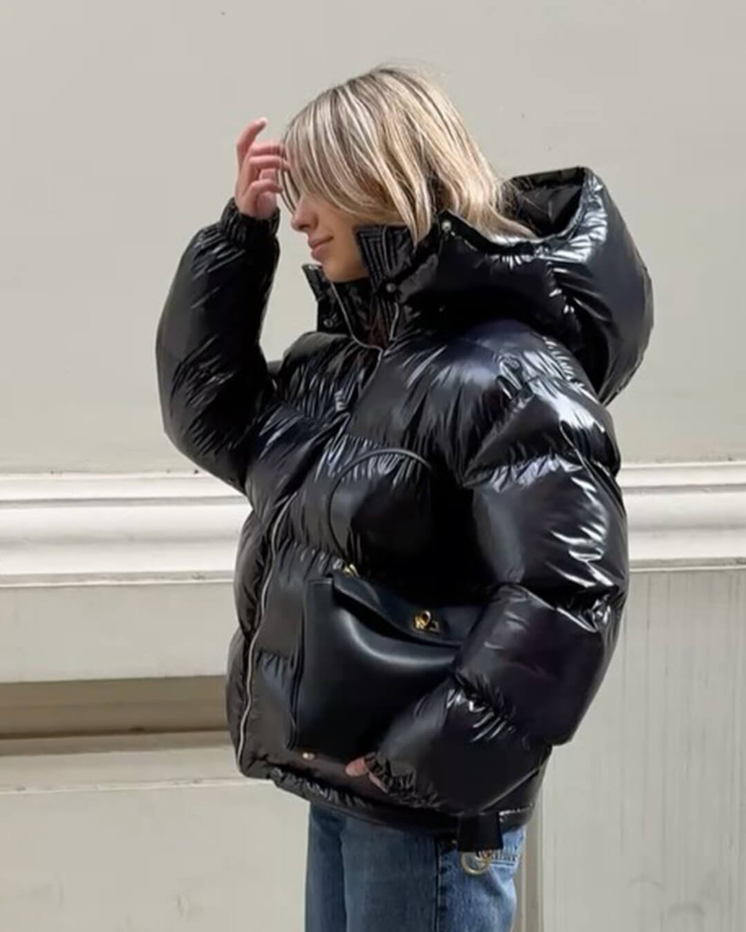 Geraldine vatteret jakke med hætte