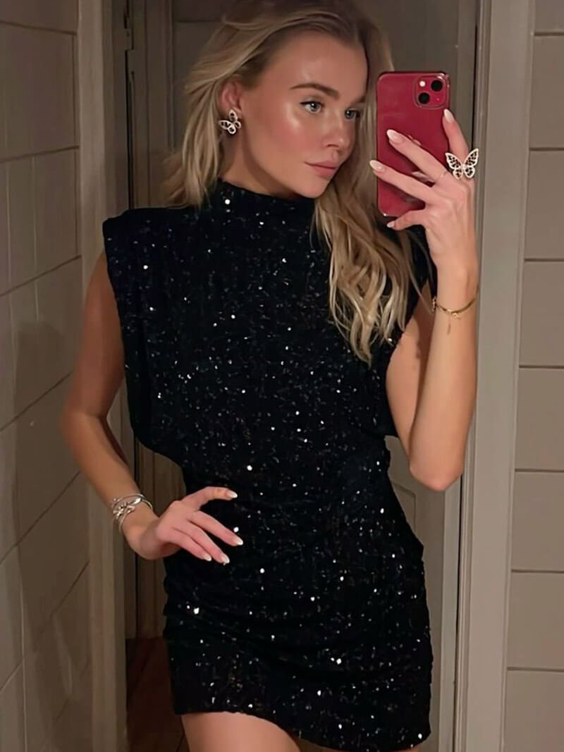 Gillian-glitrende minikjole