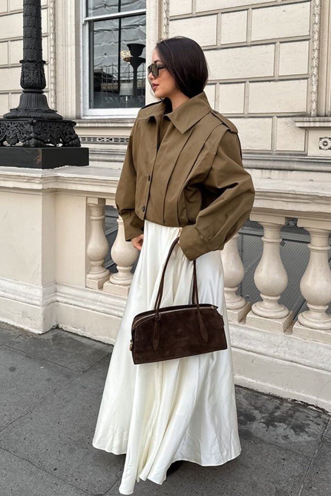 Gina Cropped Pleated Utility Jacket