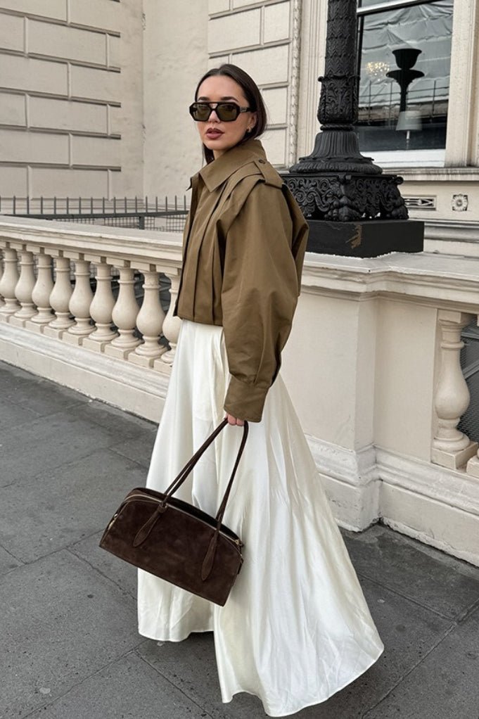 Gina Cropped Pleated Utility Jacket