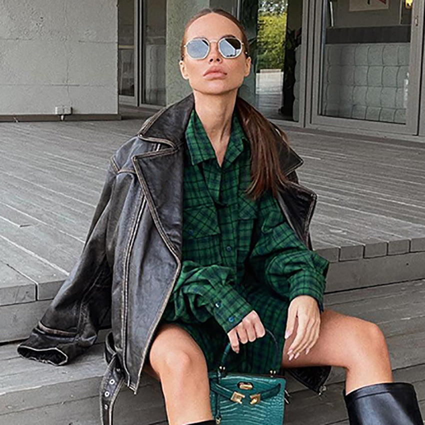 Kasia oversized ternet skjorte