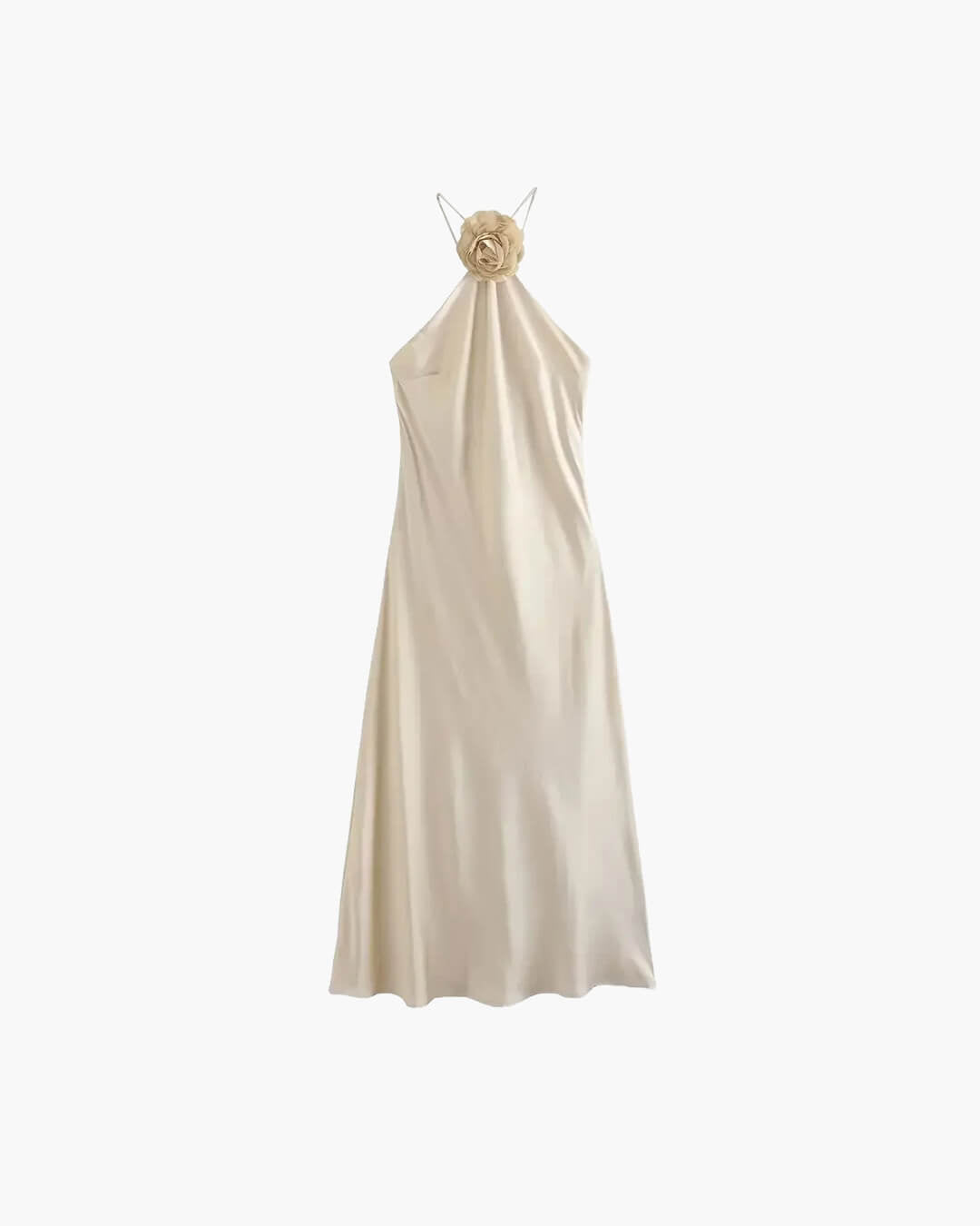 Harper satinhmaxikjole med halterneck