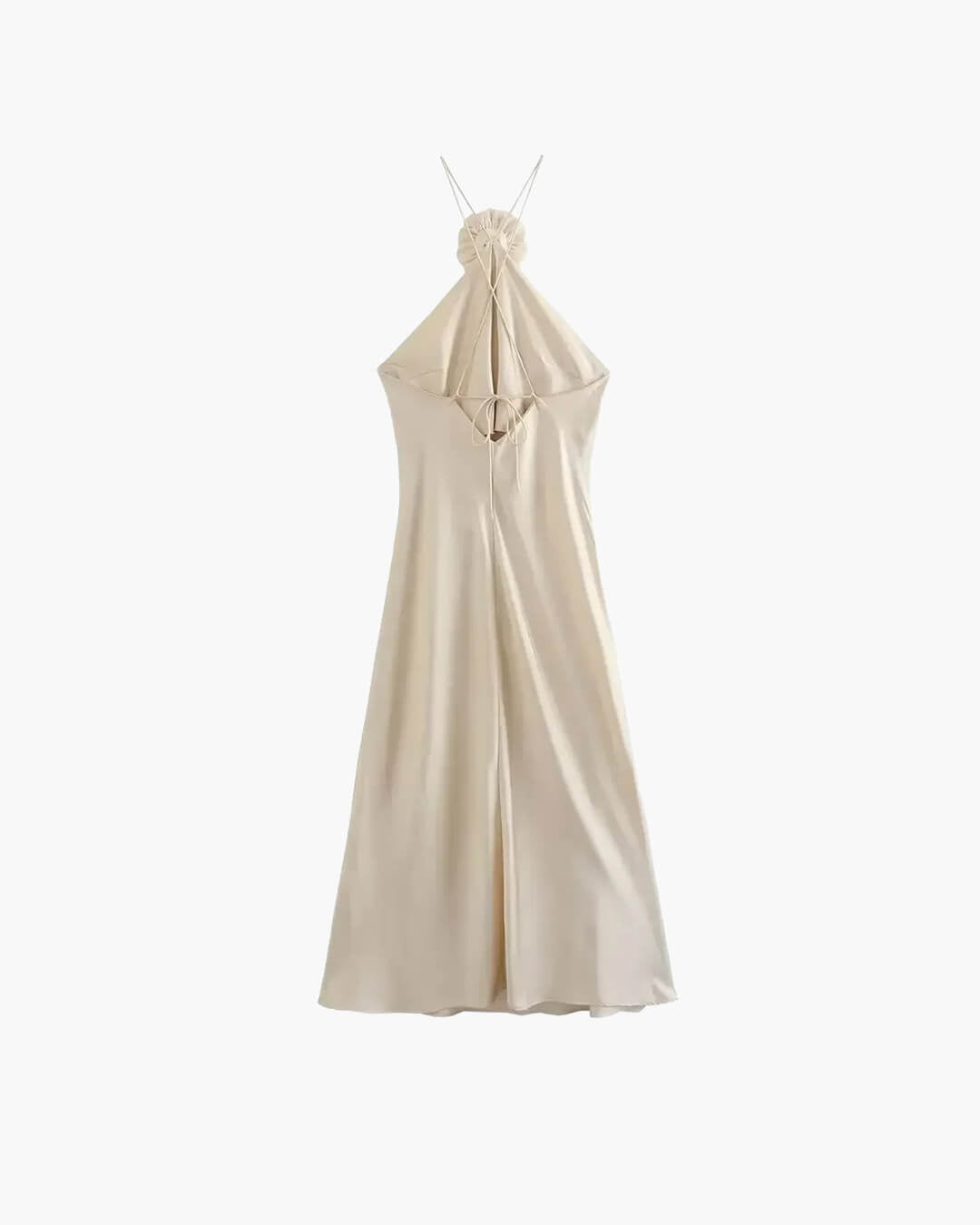Harper satinhmaxikjole med halterneck