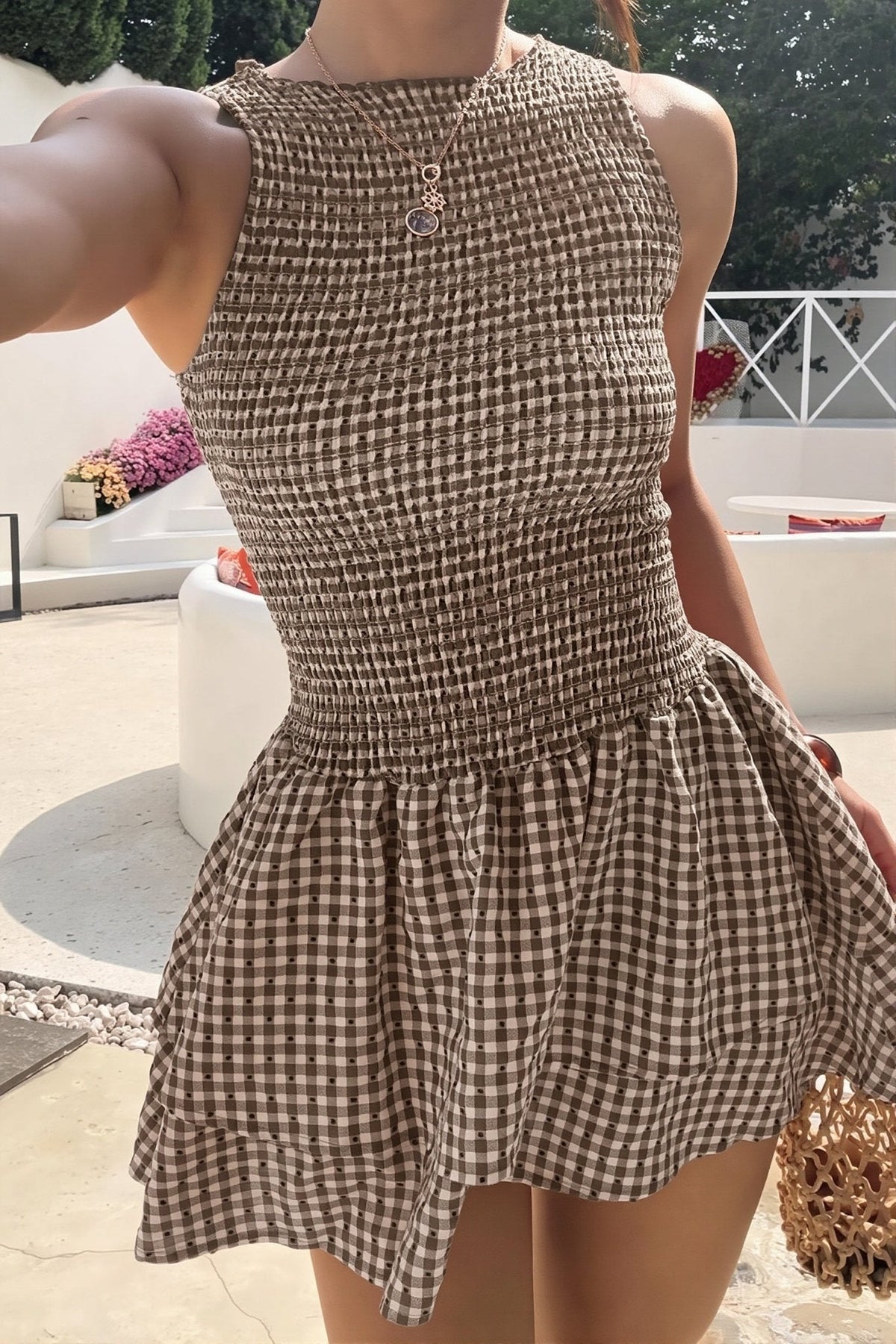 Hazel ternet minikjole med smock