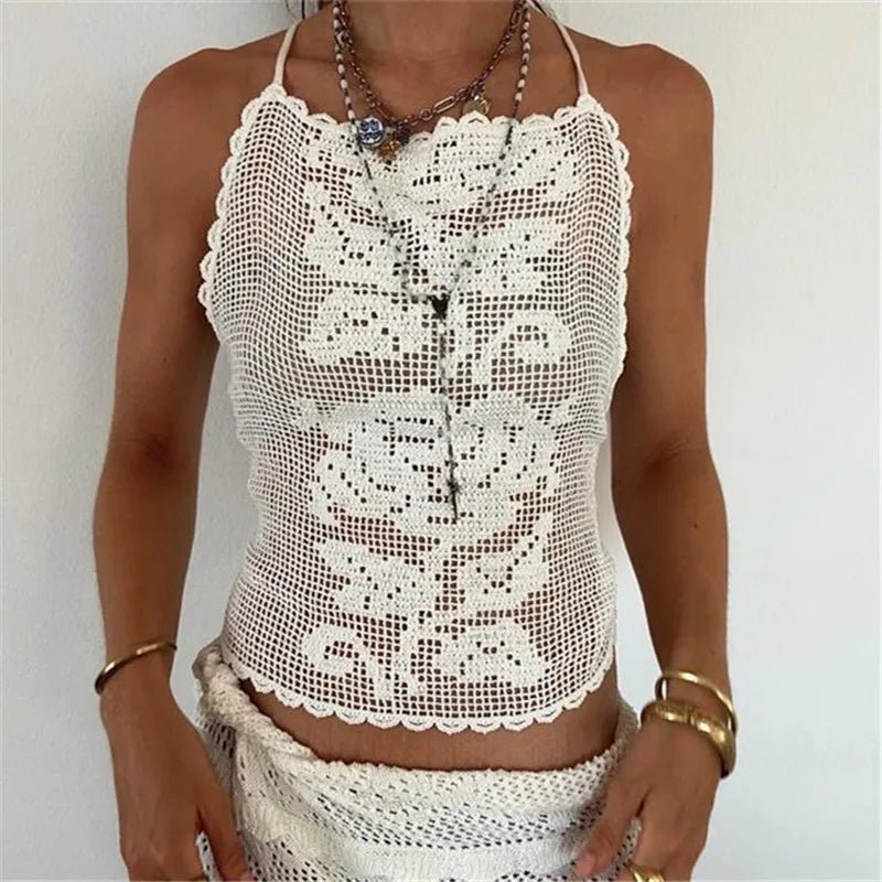 Indigo boheme-camisole i hækling