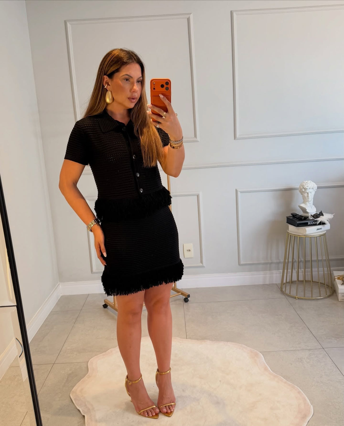 Ioanna strikket nederdelssæt med frynser