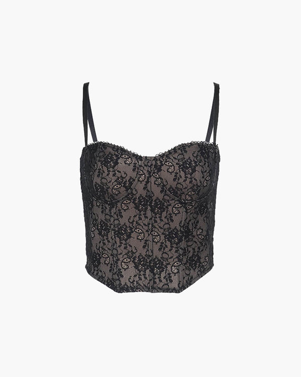 Iza camisoletop med blondekorset