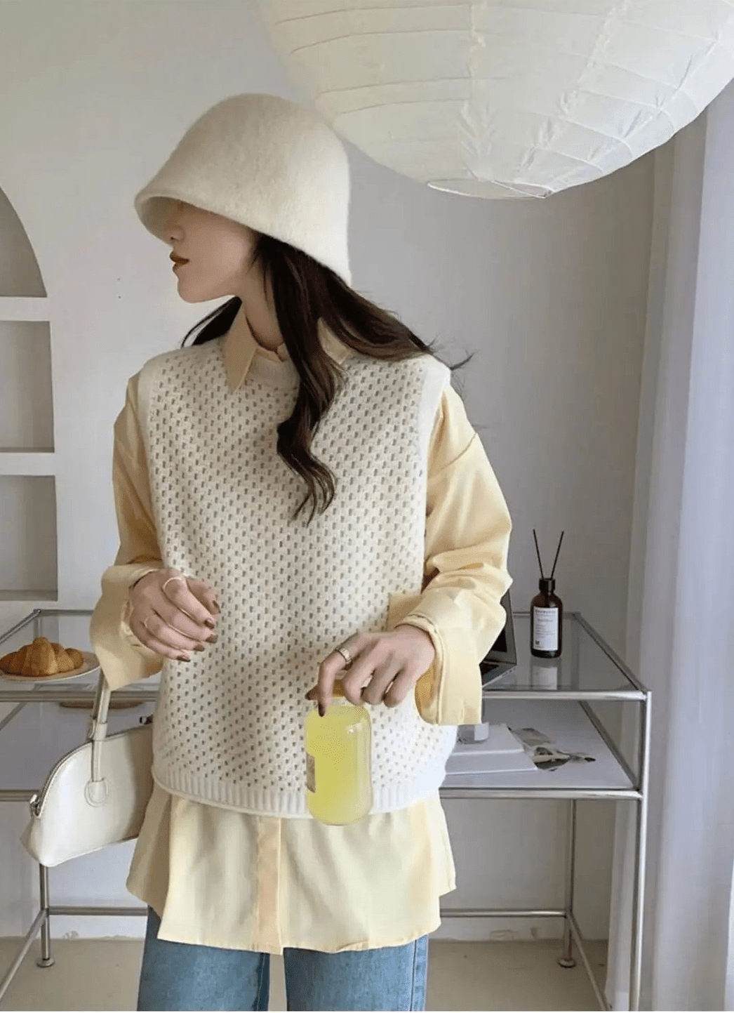 Jamilla strikket tanktop med hulmønster