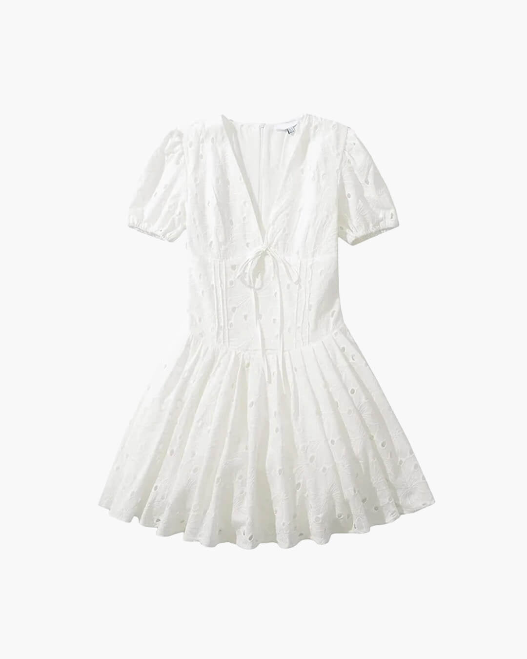 Jane minikjole med pufærmer og broderi