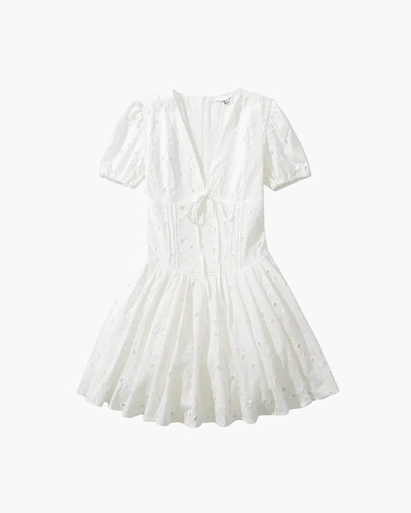 Jane minikjole med pufærmer og broderi