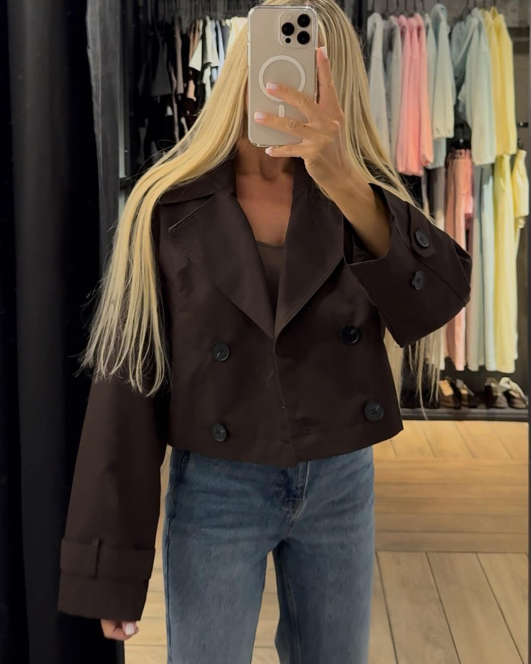 Janice cropped trenchcoat