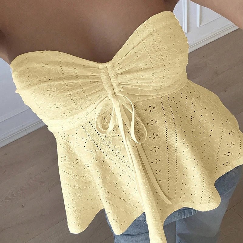 Jasmine bandeau-top med broderie anglaise